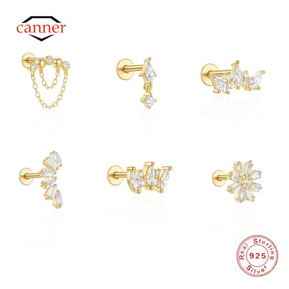 CANNER Simple Flat Head Pierced Stud Earrings