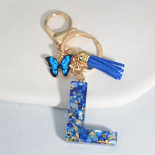 Blue Glazed Stone A To Z Letter Keychain