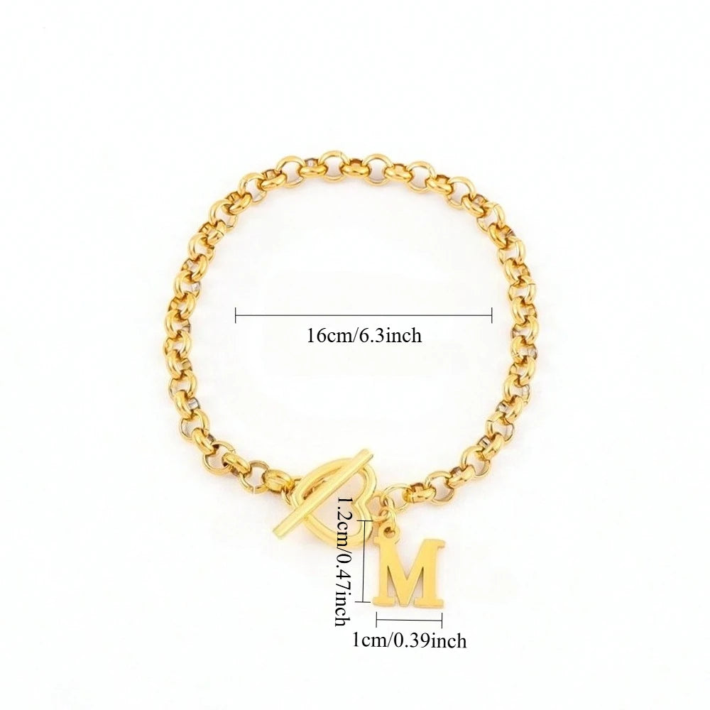 Classic A-Z Letter Stainless Steel Bracelets