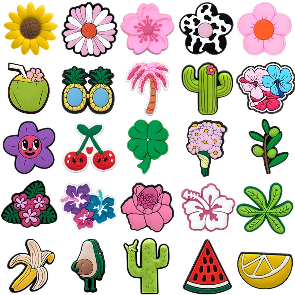 Tropical Flower & Fruit Shoe Charms Set (DIY Clog & Sandal Pins)