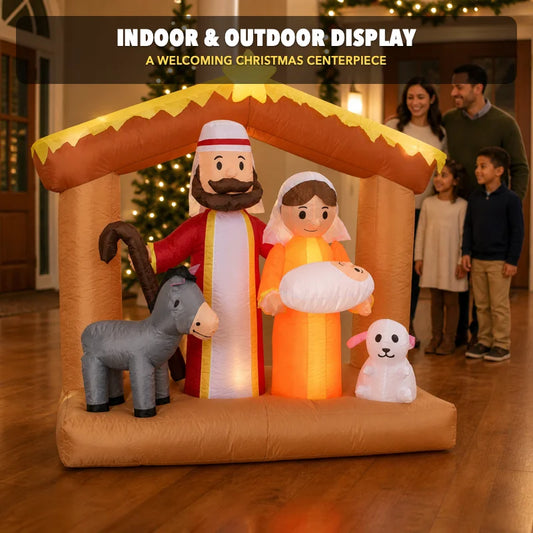 6FT LED Light Up Nativity Scene Inflatable Christmas Decoration