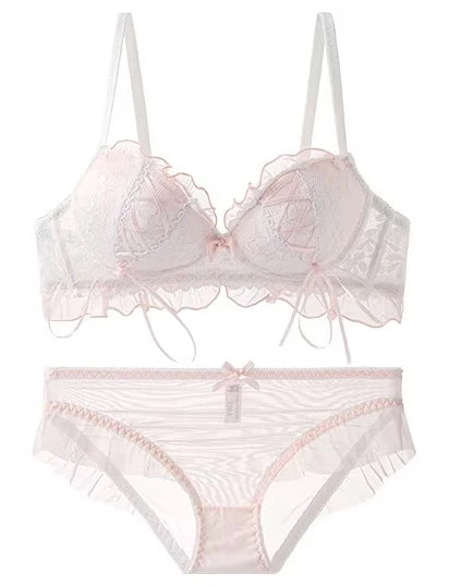 YEMOMO  French Butterfly Knot Lace Bra Set