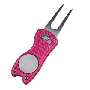 Foldable Golf Divot Repair Tool with Golf Ball Groove Cleaner