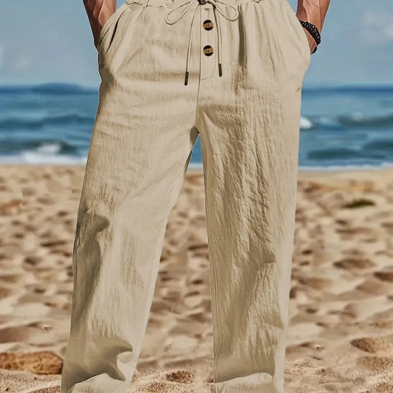 Cotton and Linen Summer Solid Color Loose Breathable Thin Pants