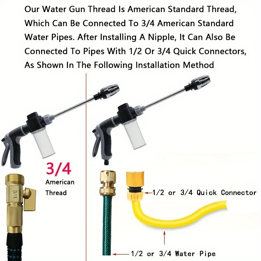 High-Pressure Car Washing Water Gun Spray Nozzle with Foam Cannon