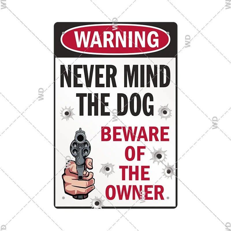 Warning Tin Sign - Vintage Private Property & Security Wall Plaque