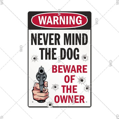Warning Tin Sign - Vintage Private Property & Security Wall Plaque