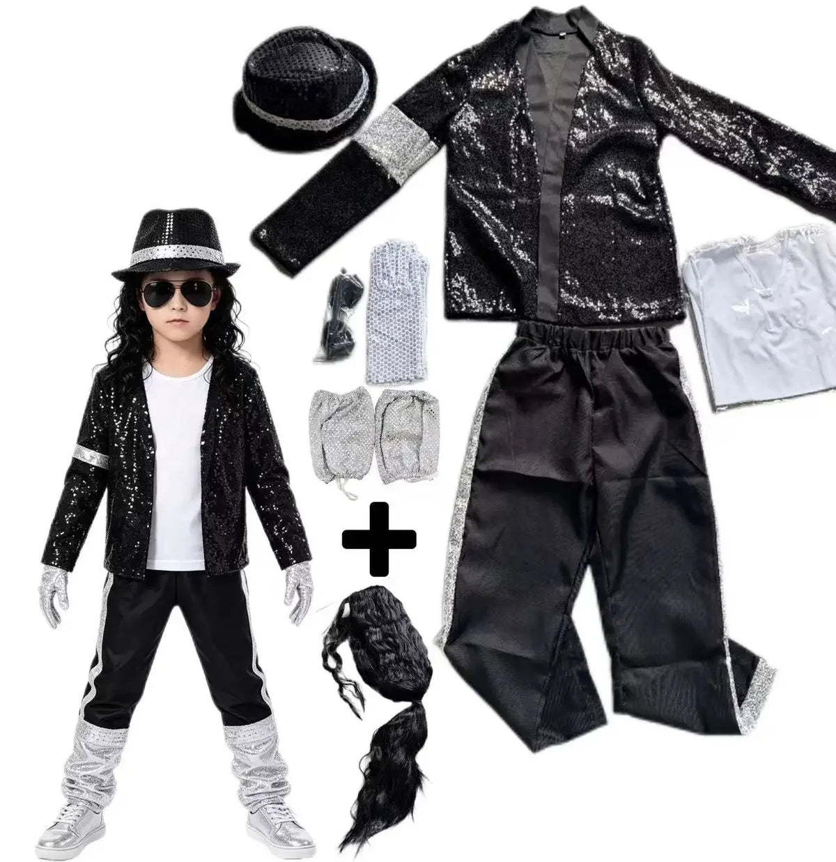 Boys' Michael Jackson Red Leather Jacket & Pants Set 