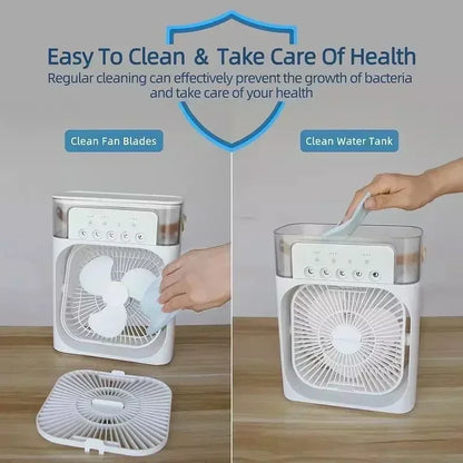 3 In 1 Small Air Cooler LED Night Light Portable Humidifier