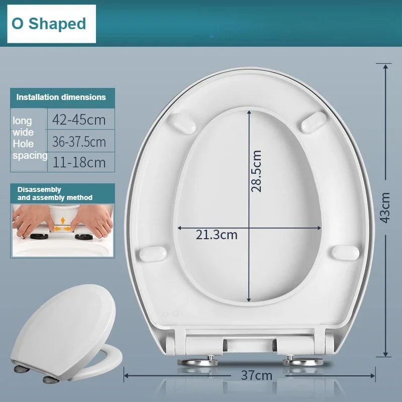 Quiet-Close Contoured Household Toilet Seat with Lid