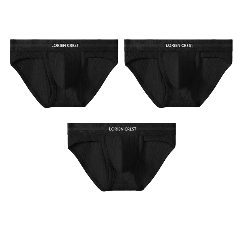 3Pcs Men's Waffle Cotton Support Pouch Briefs - Breathable Anti-Sweat Underwear