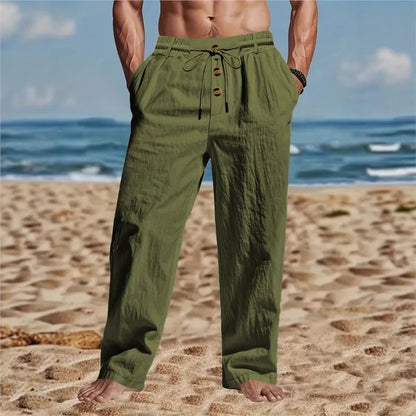 Cotton and Linen Summer Solid Color Loose Breathable Thin Pants