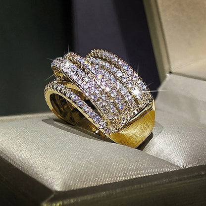 Huitan Micro Paved Cubic Zirconia Modern Design Ring