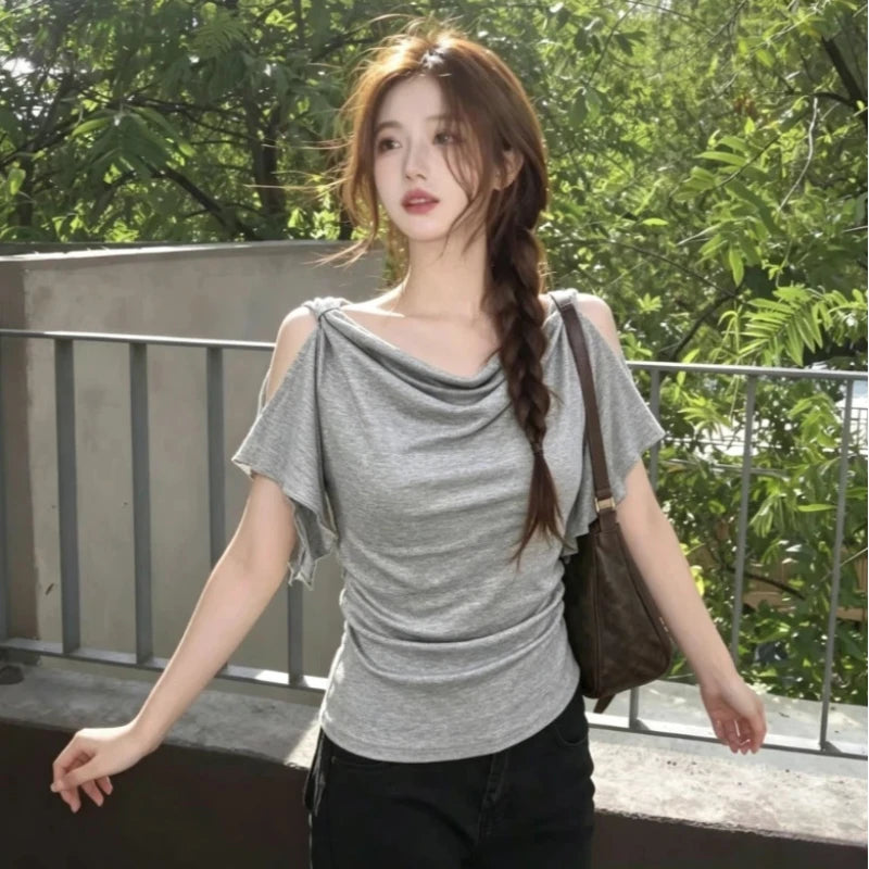 Women’s V-Neck Ruffle Butterfly Sleeve Tops