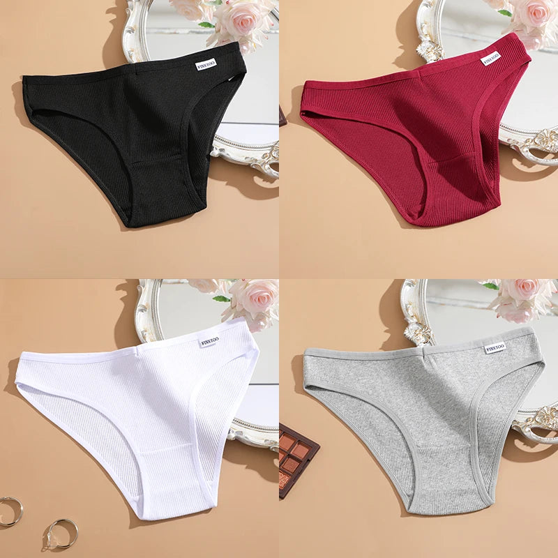 FINETOO 4Pcs Cotton Panties