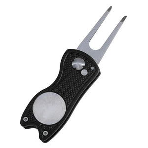 Foldable Golf Divot Repair Tool with Golf Ball Groove Cleaner