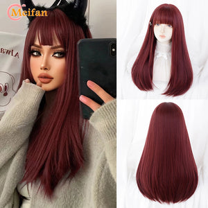 Synthetic Long Straight Lolita Wig with Bangs