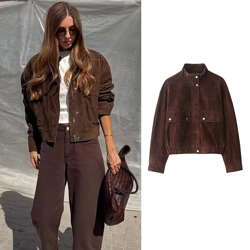 Women's Autumn Slim Pocket Outerwear Jacket