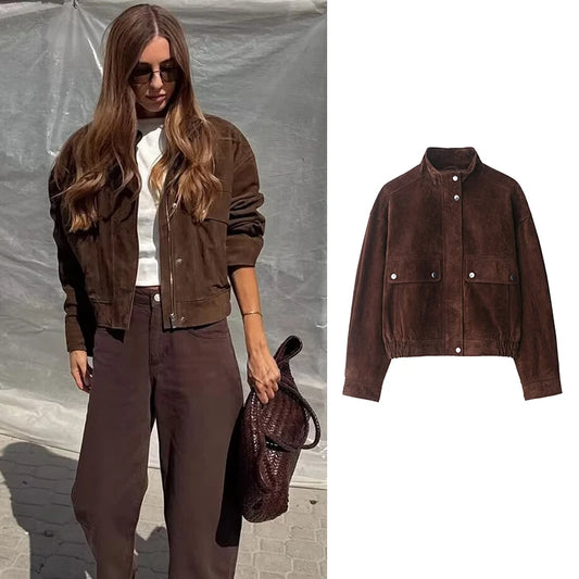 Women's Autumn Slim Pocket Outerwear Jacket