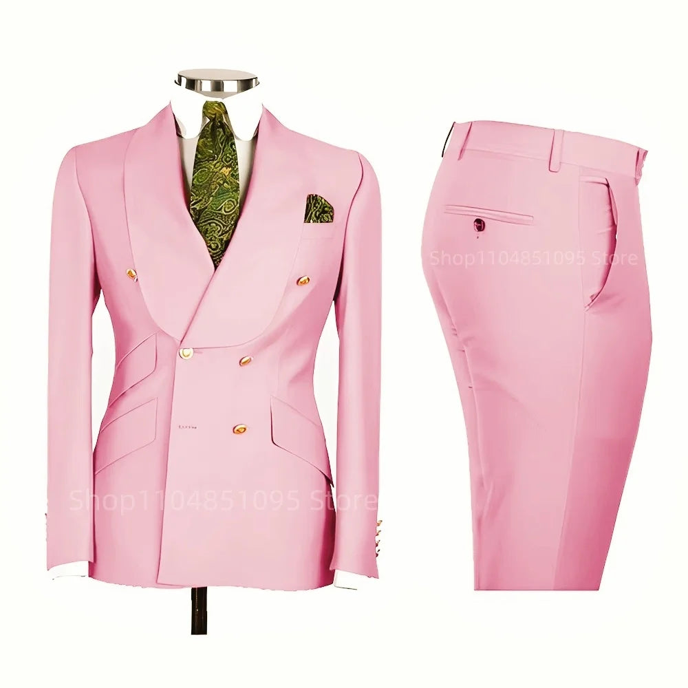 Men's Formal Double-Breasted Business & Wedding Suit Set
