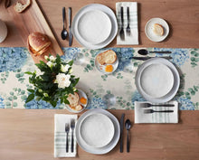 Blue Hydrangea Eucalyptus Plant Linen Table Runners
