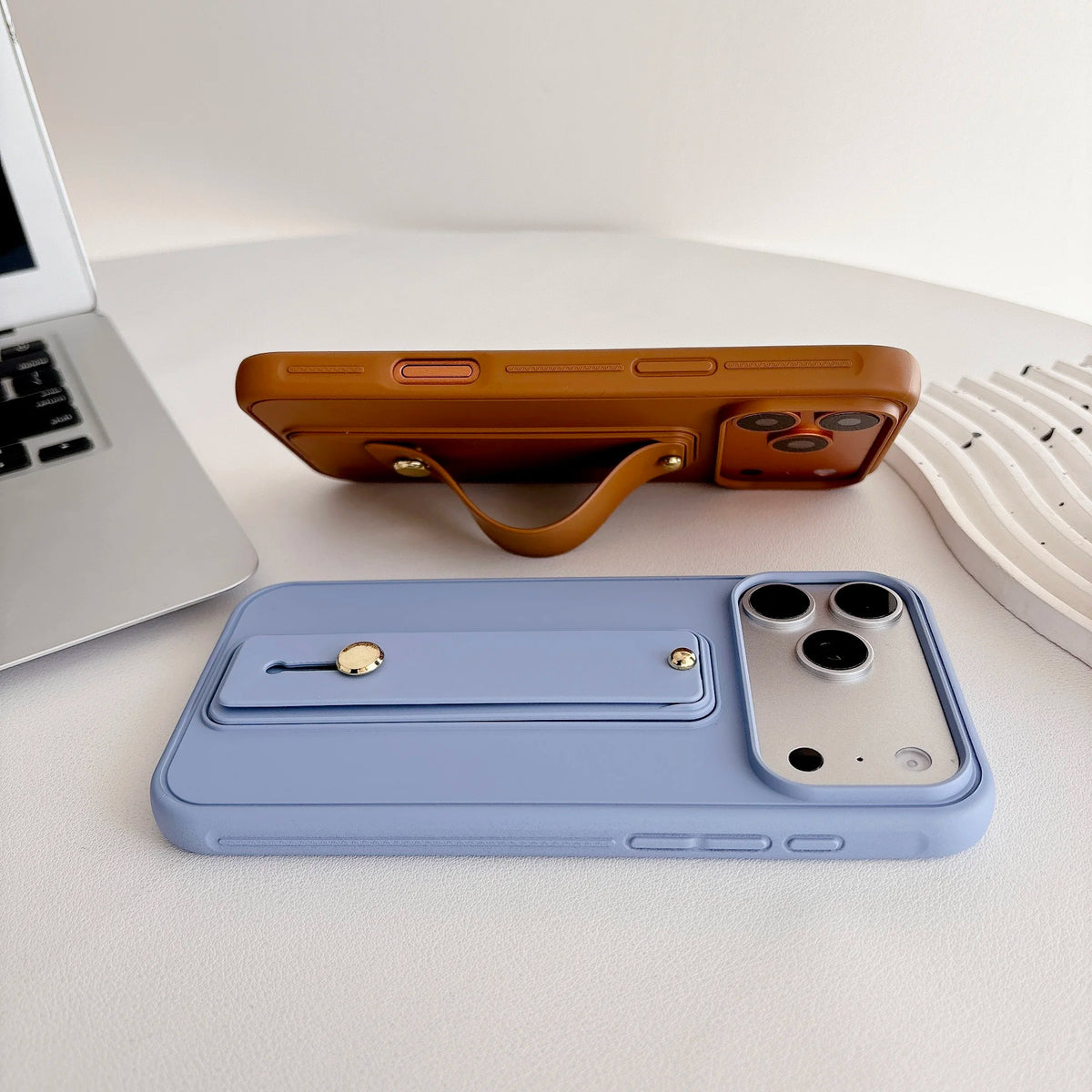 Luxury Business Wrist Strap Phone Case with Kickstand
