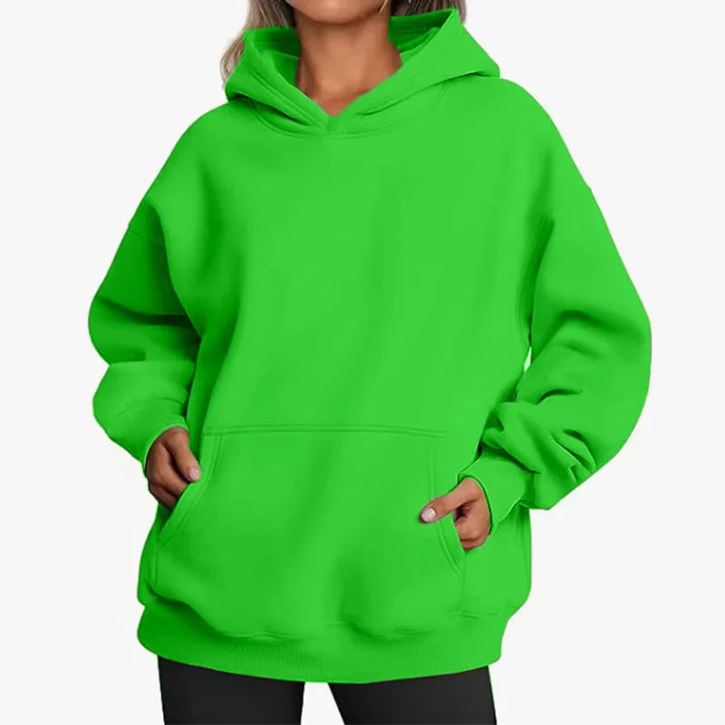 Women's Oversized Fleece Warm Hoodie - Casual Loose Fit Autumn Winter Pullover Sweatshirt