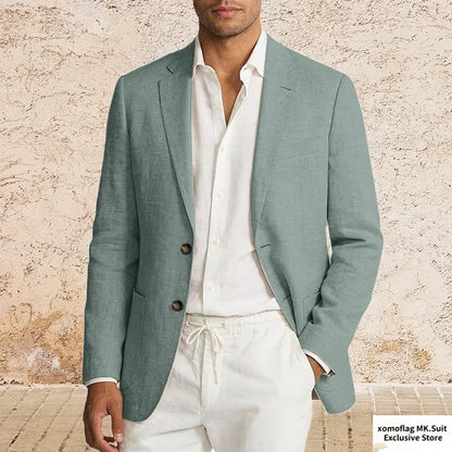 Men’s Lightweight Cotton Linen Suit Jacket – Casual Summer Beach Blazer & Sport Coat