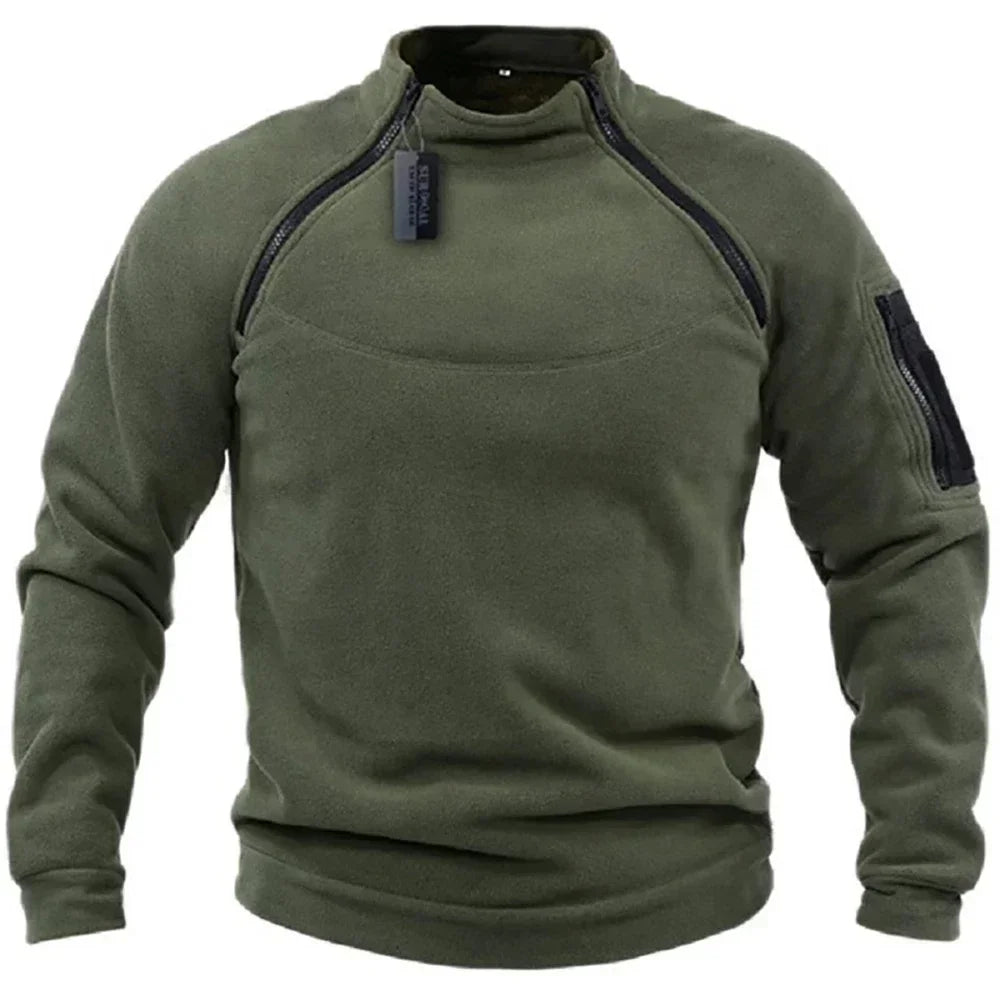 Men's Outdoor Tactical Fleece Quarter-Zip Pullover Jacket