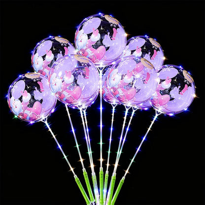 Christmas LED Light Up Bobo Balloons, 20 Inch Bubble Balloons with 3 Levels Flashing Handle