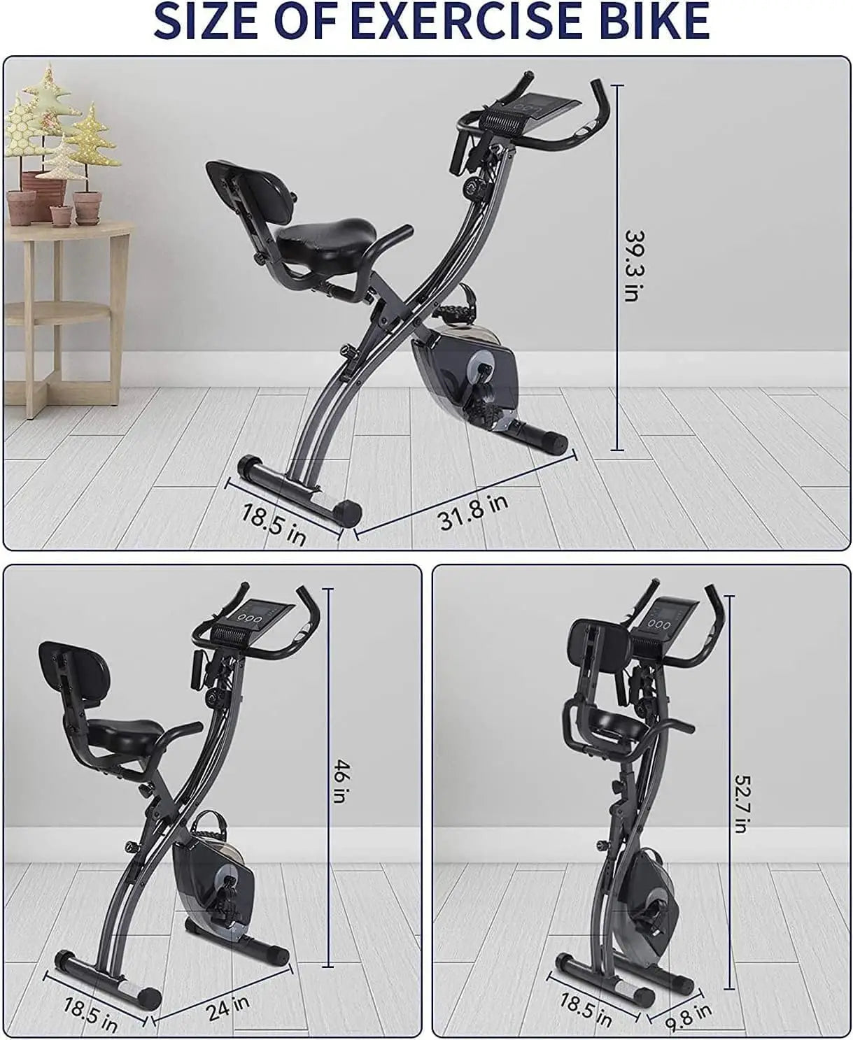 Folding Upright Stationary Bike with Pulse Sensor LCD Monitor