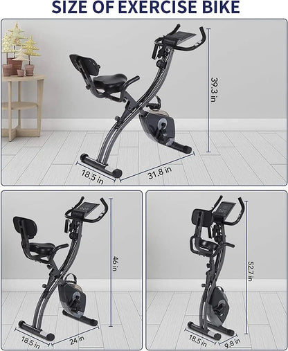 Folding Upright Stationary Bike with Pulse Sensor LCD Monitor