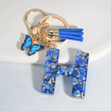 Blue Glazed Stone A To Z Letter Keychain