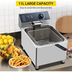 11L Stainless Steel Deep Fryer with Basket