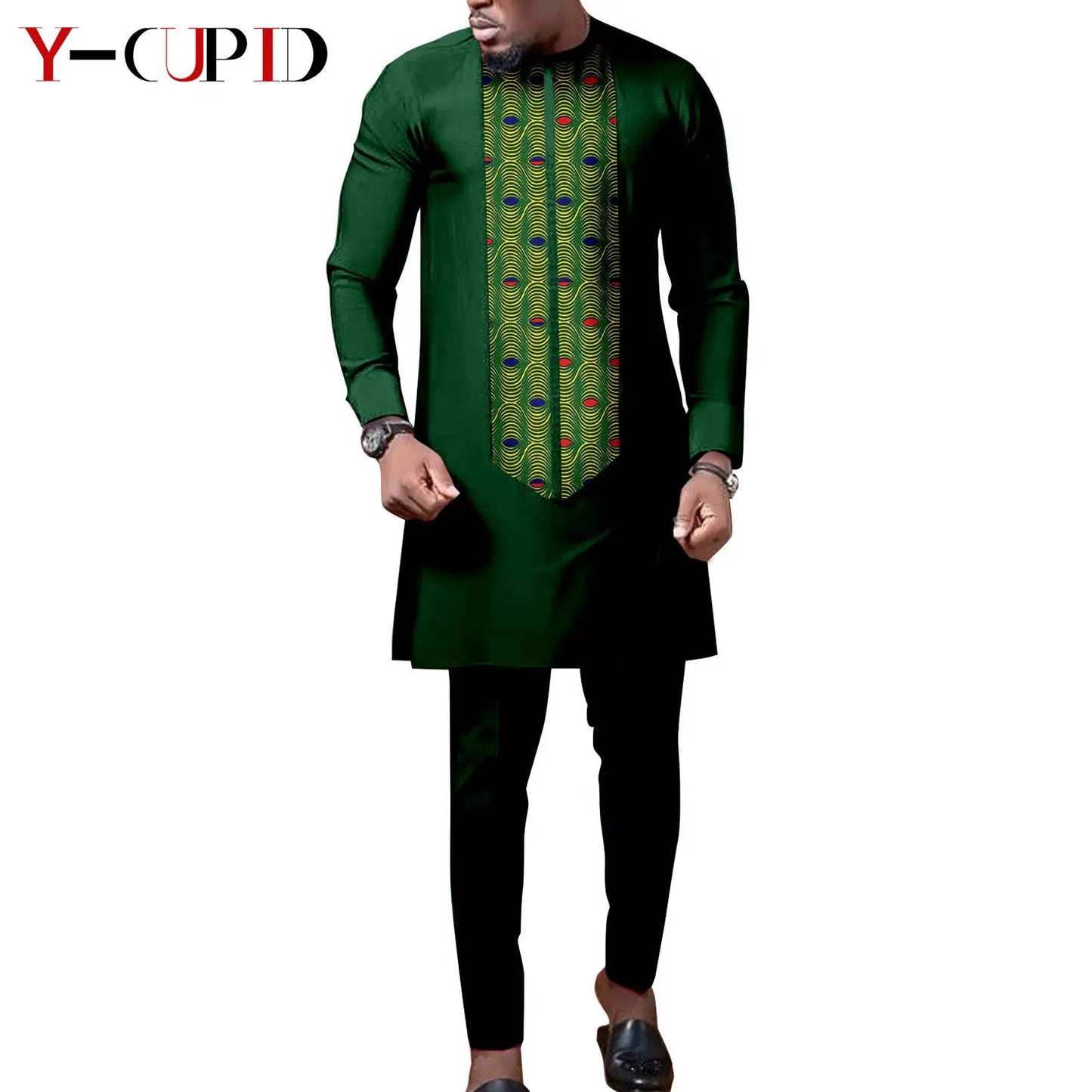 African Print Matching Couple Outfits Men's Dashiki Shirt Set & Women's Dress