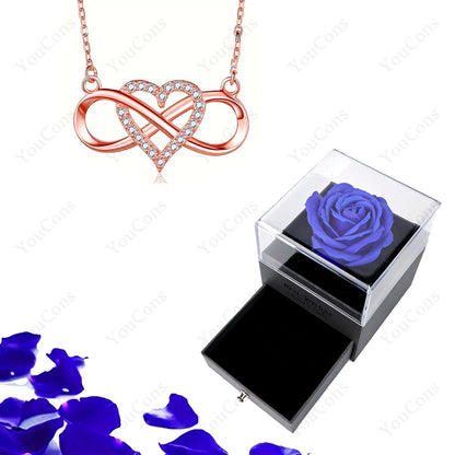 Luxury Heart Pendant Necklace with Rose Gift Box