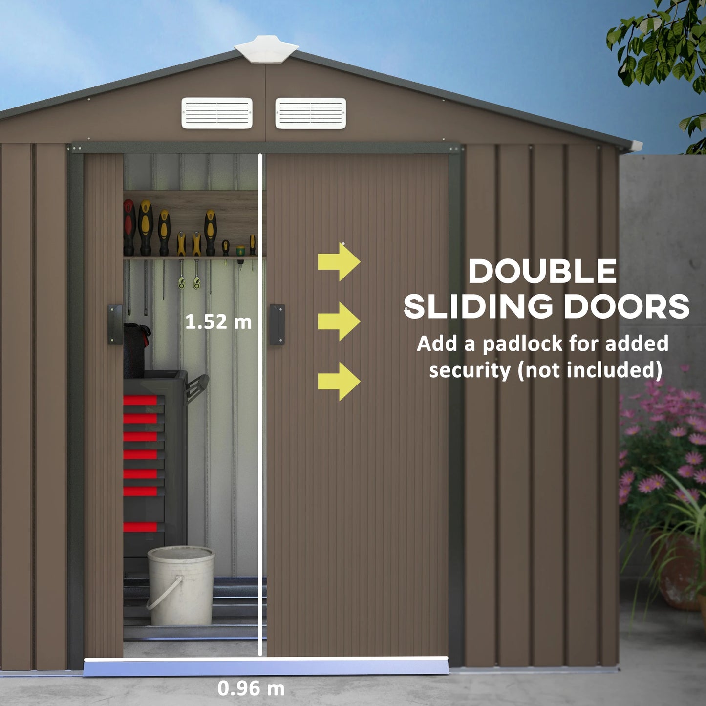 Garden Storage Unit w/ Locking Door Foundation Kit Air Vent