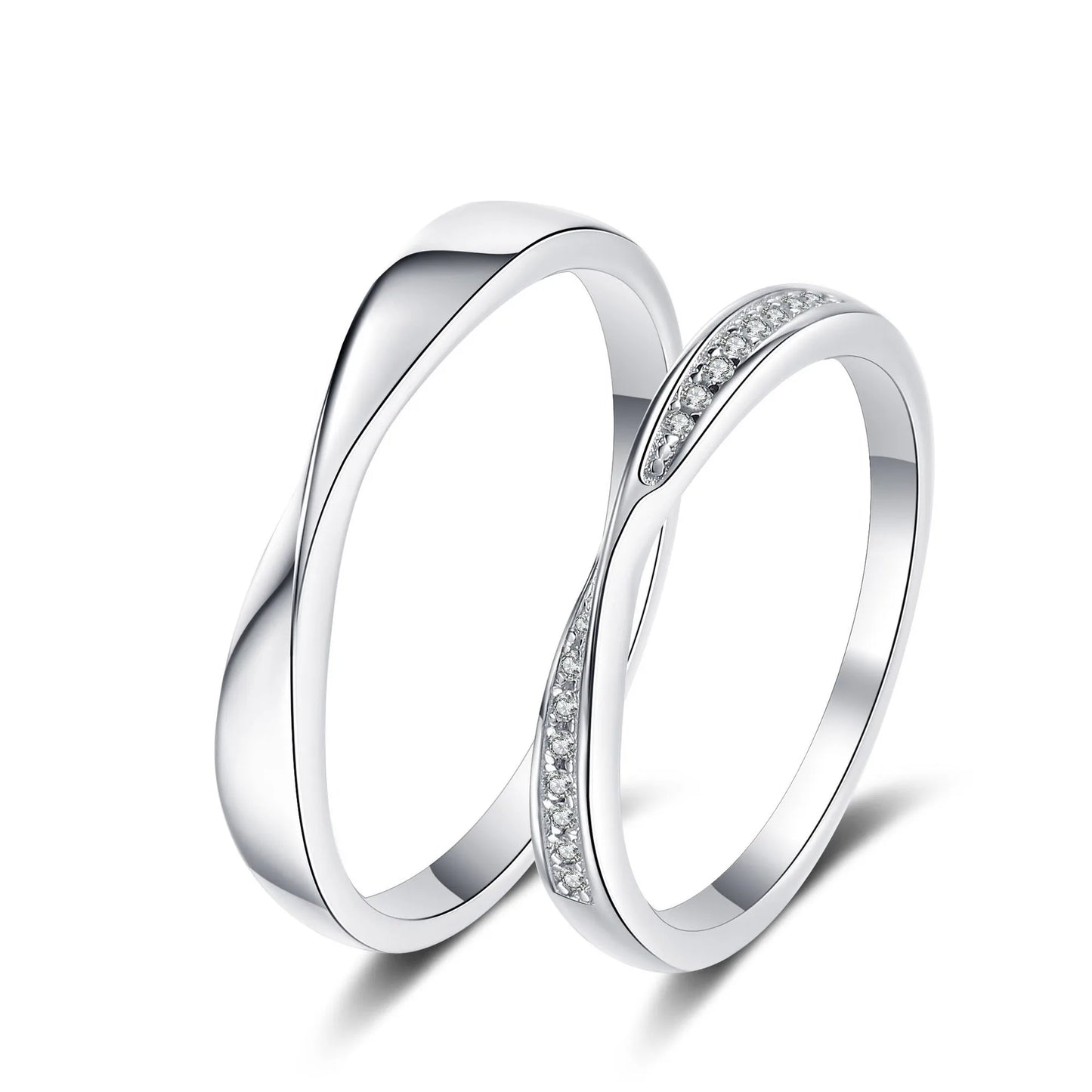 Gorgeous Couples Ring Set with Moissanite Cluster
