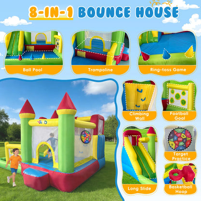 Inflatable Bouncy Castle Bounce House with Slide & Ball Pit Combo
