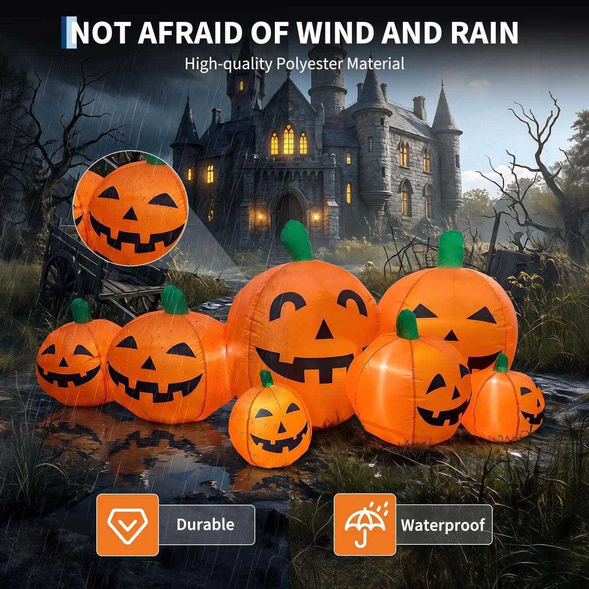 7.5FT Halloween Pumpkin Inflatable Outdoor Toy with Built-In LED Lights