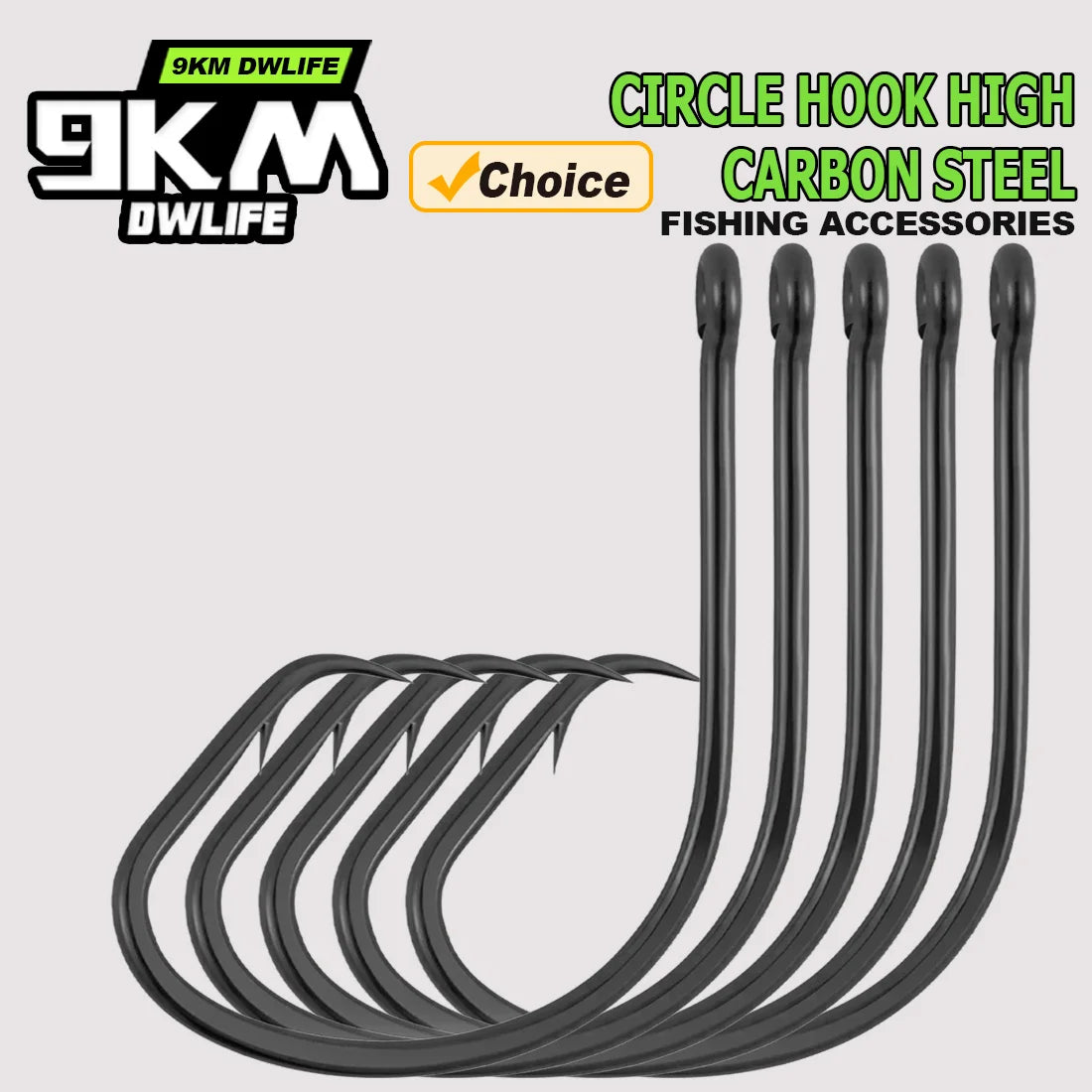 9KM Inline Circle Fishing Hooks - High Carbon Steel Wide Gap Bait Hooks for Catfish & Striped Bass