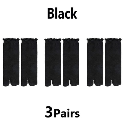 Japanese Ruffled Edge Cotton Split Toe Tabi Socks – Unisex Harajuku Two-Toed Socks
