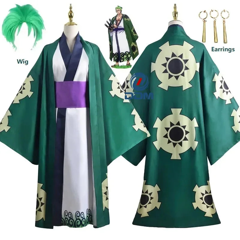 Green Roronoa Zoro Kimono Anime Cosplay Costume Set
