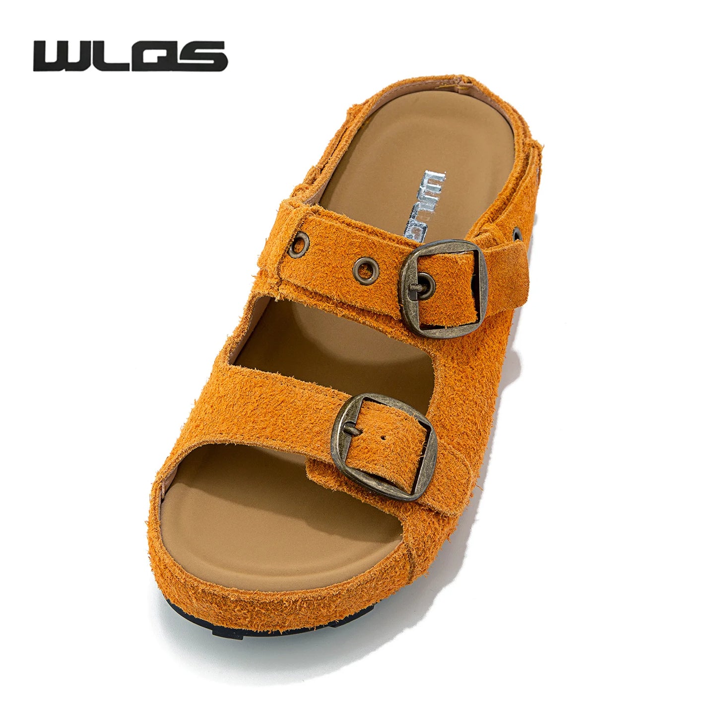 Women’s Suede Leather Buckle Strap Clogs & Slide Sandals