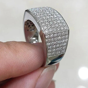 Iced Out Luxury Silver Crystal Trendy Ring