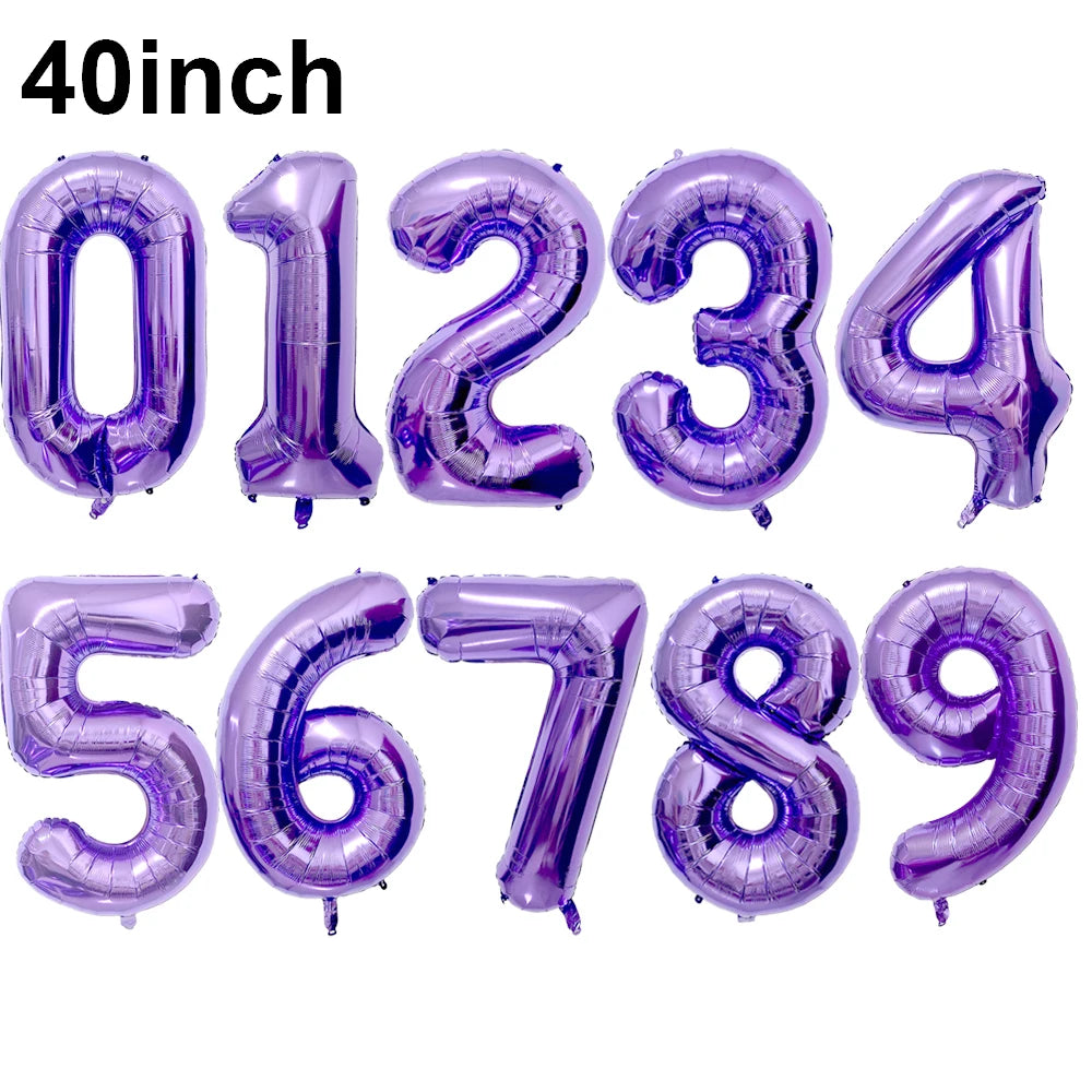 40-Inch Purple Number Foil Balloons