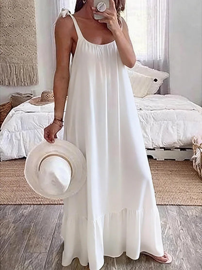 Solid Color Casual Loose Versatile Style Dress