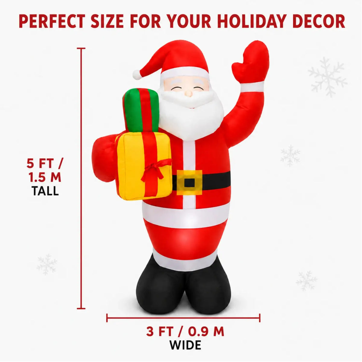 5 FT Christmas Inflatable Santa Claus - Outdoor Blow-Up Yard Decoration with Built-In LED Lights