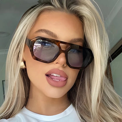 Thick Frame Double Bridge Polygon Sunglasses