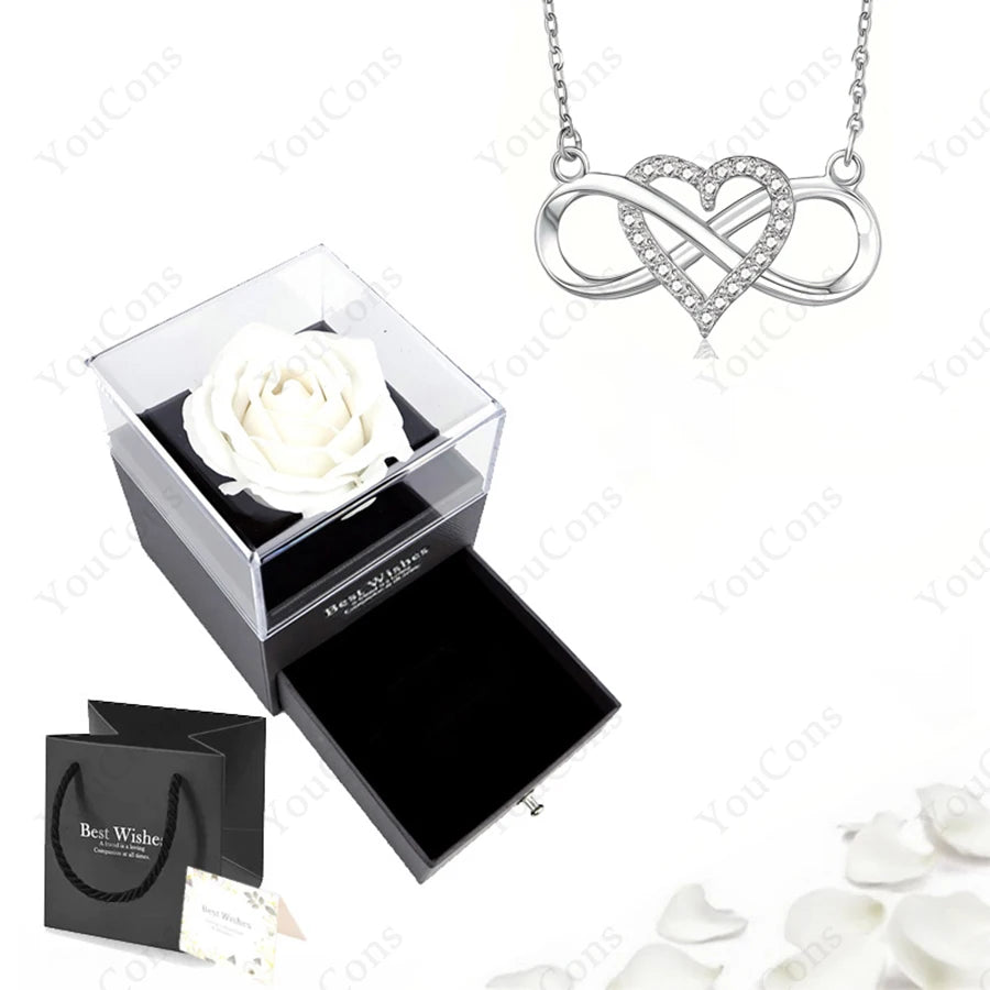 Luxury Heart Pendant Necklace with Rose Gift Box